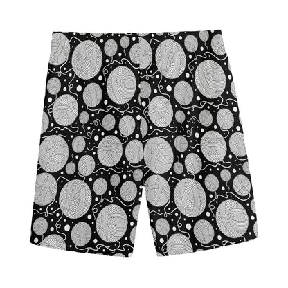 Black And White Yarn Pattern Print Men's Sports Shorts