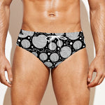 Black And White Yarn Pattern Print Men's Swim Briefs