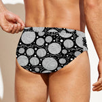 Black And White Yarn Pattern Print Men's Swim Briefs