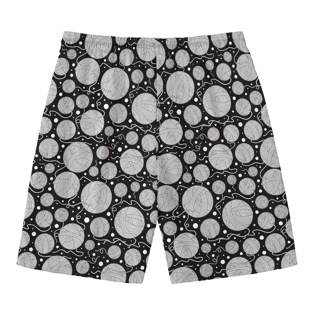Black And White Yarn Pattern Print Men's Swim Trunks