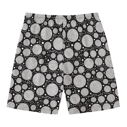 Black And White Yarn Pattern Print Men's Swim Trunks