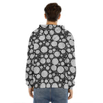 Black And White Yarn Pattern Print Men's Velvet Pullover Hoodie