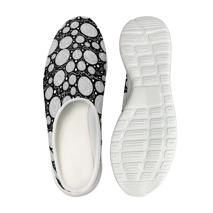 Black And White Yarn Pattern Print Mesh Casual Shoes
