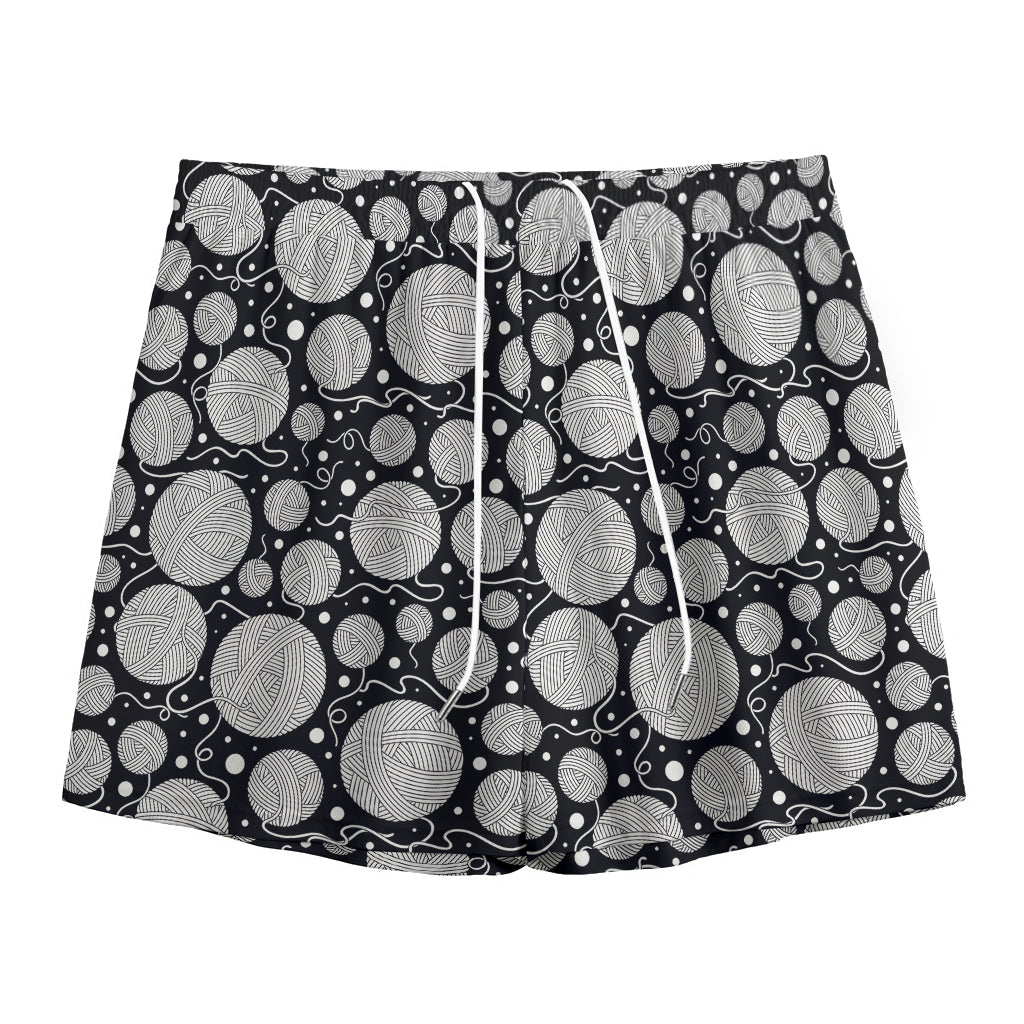 Black And White Yarn Pattern Print Mesh Shorts