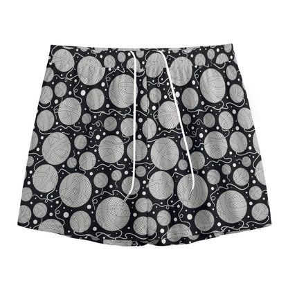Black And White Yarn Pattern Print Mesh Shorts