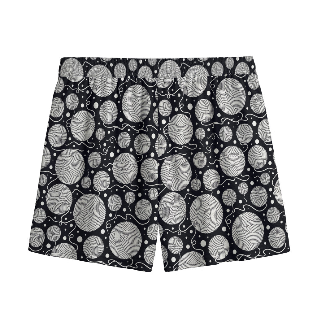Black And White Yarn Pattern Print Mesh Shorts