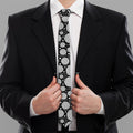 Black And White Yarn Pattern Print Necktie