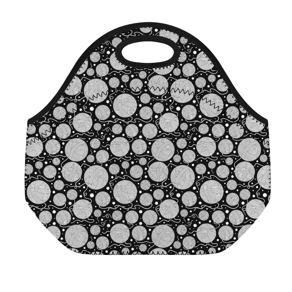 Black And White Yarn Pattern Print Neoprene Lunch Bag