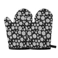 Black And White Yarn Pattern Print Oven Mitts