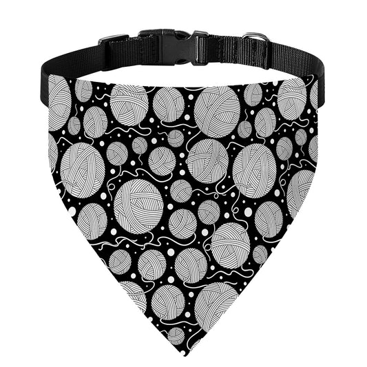 Black And White Yarn Pattern Print Over The Collar Dog Bandana