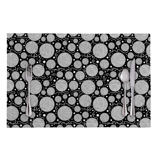 Black And White Yarn Pattern Print Placemat
