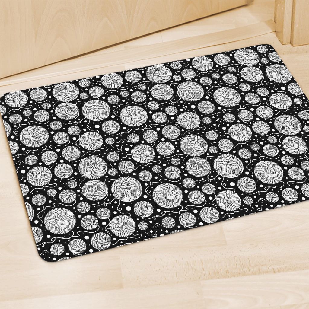 Black And White Yarn Pattern Print Polyester Doormat