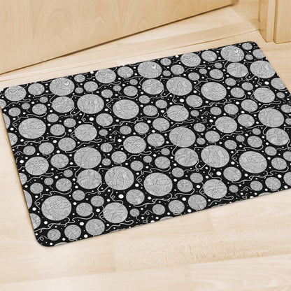 Black And White Yarn Pattern Print Polyester Doormat