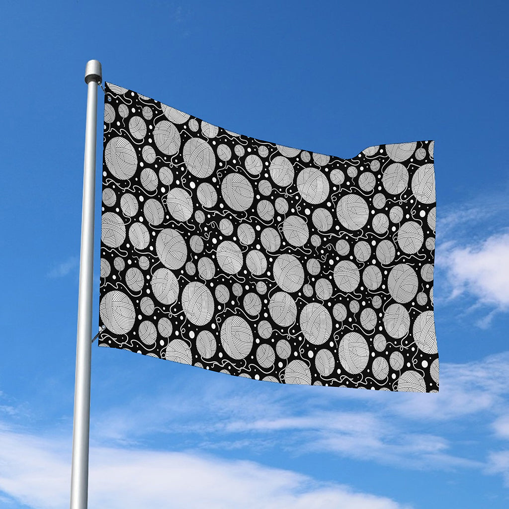 Black And White Yarn Pattern Print Polyester Flag