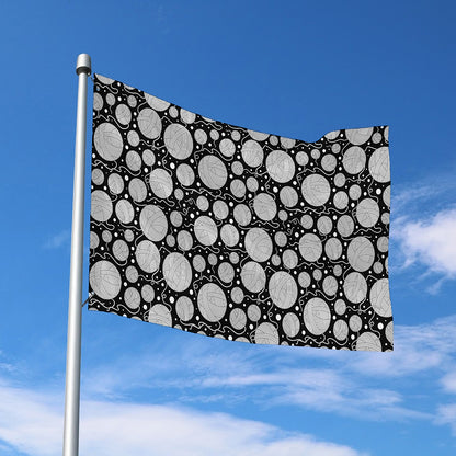 Black And White Yarn Pattern Print Polyester Flag