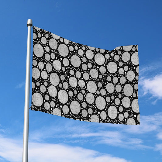 Black And White Yarn Pattern Print Polyester Flag