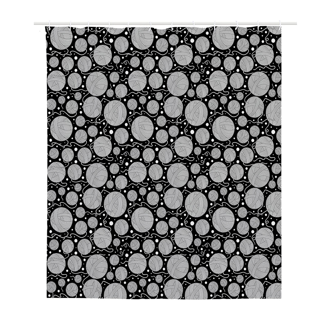 Black And White Yarn Pattern Print Polyester Shower Curtain