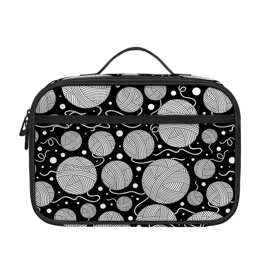 Black And White Yarn Pattern Print Portable Lunch Bag