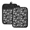 Black And White Yarn Pattern Print Pot Holders With Pocket