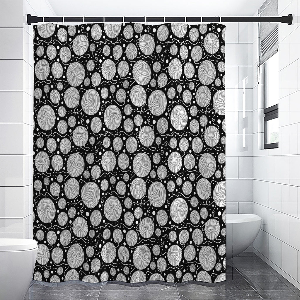 Black And White Yarn Pattern Print Premium Shower Curtain