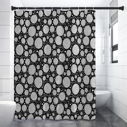 Black And White Yarn Pattern Print Premium Shower Curtain