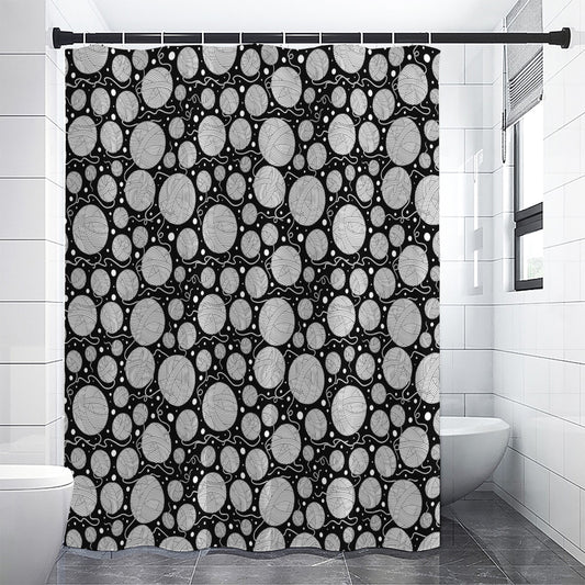 Black And White Yarn Pattern Print Premium Shower Curtain