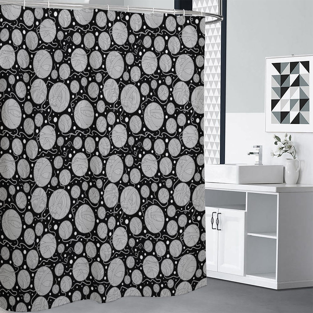 Black And White Yarn Pattern Print Premium Shower Curtain