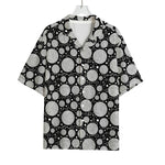 Black And White Yarn Pattern Print Rayon Hawaiian Shirt