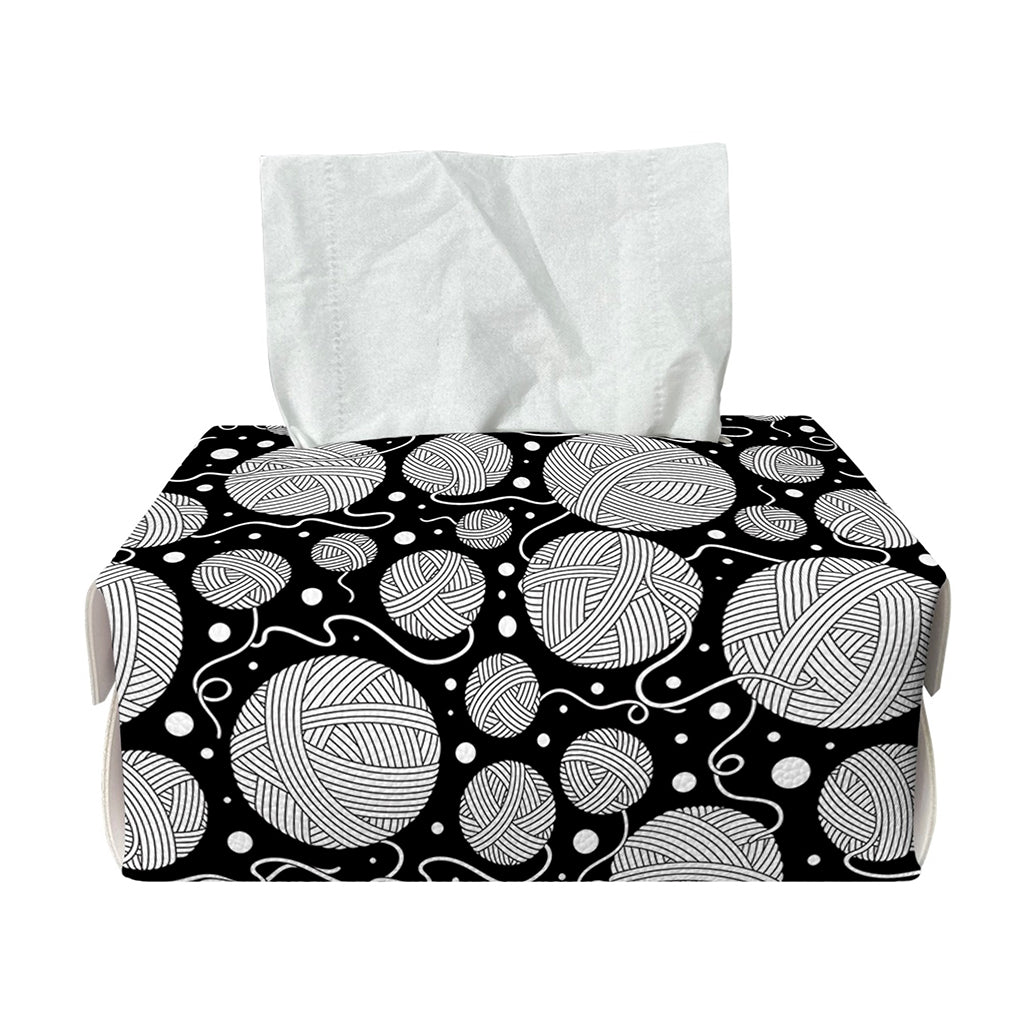 Black And White Yarn Pattern Print Rectangle Tissue Box Cover