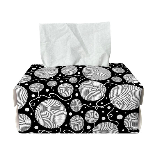Black And White Yarn Pattern Print Rectangle Tissue Box Cover