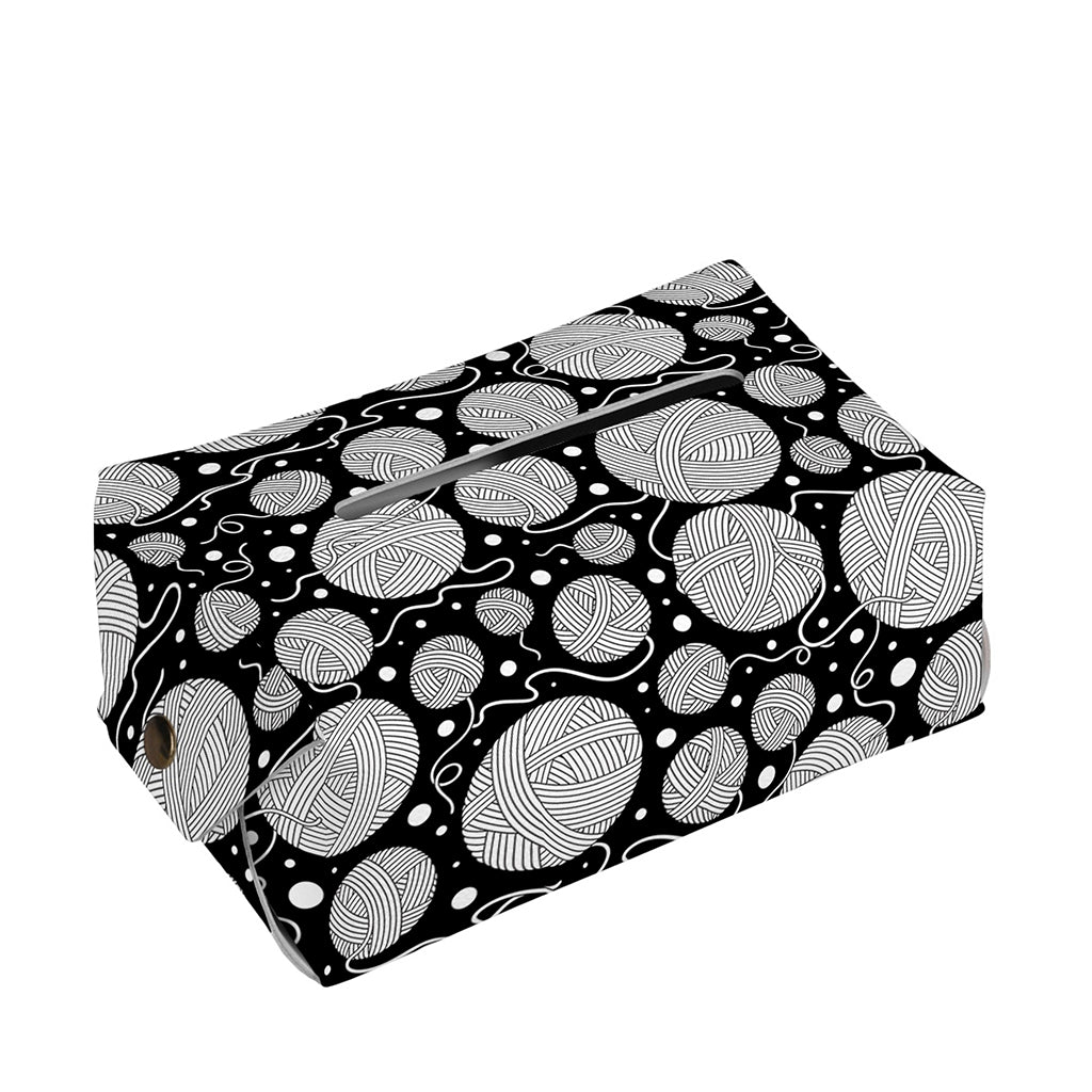 Black And White Yarn Pattern Print Rectangle Tissue Box Cover