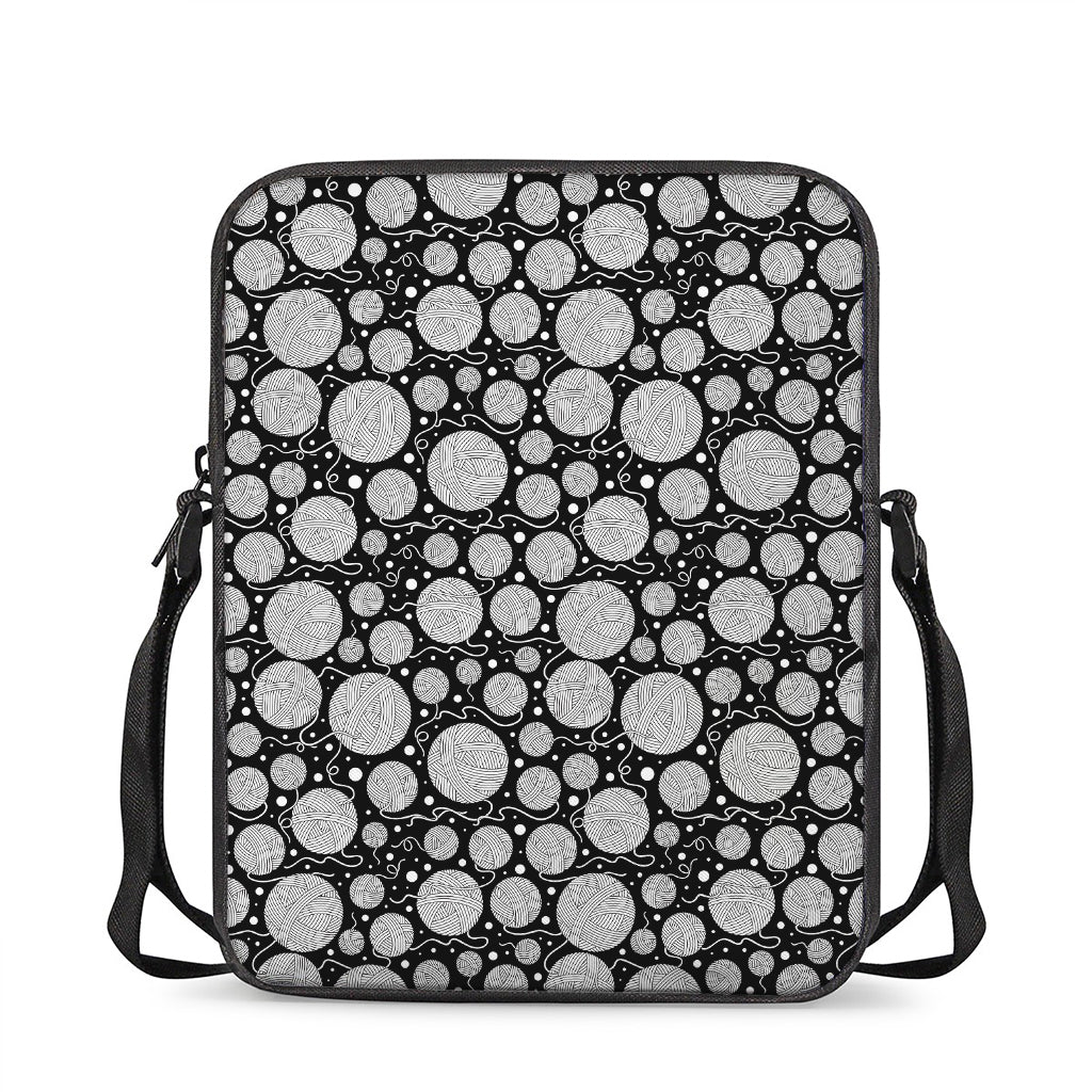 Black And White Yarn Pattern Print Rectangular Crossbody Bag