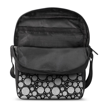 Black And White Yarn Pattern Print Rectangular Crossbody Bag