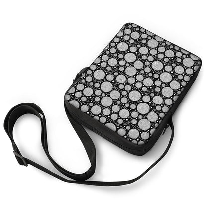 Black And White Yarn Pattern Print Rectangular Crossbody Bag