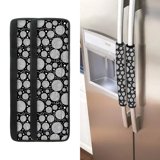Black And White Yarn Pattern Print Refrigerator Handle Covers