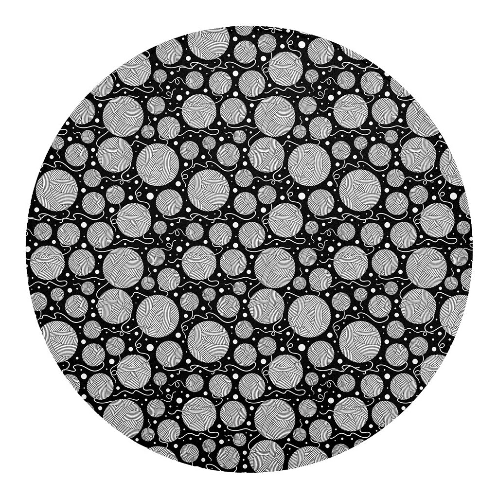Black And White Yarn Pattern Print Round Blanket
