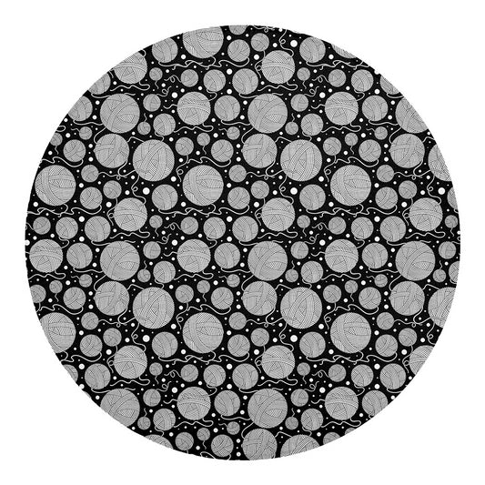 Black And White Yarn Pattern Print Round Blanket