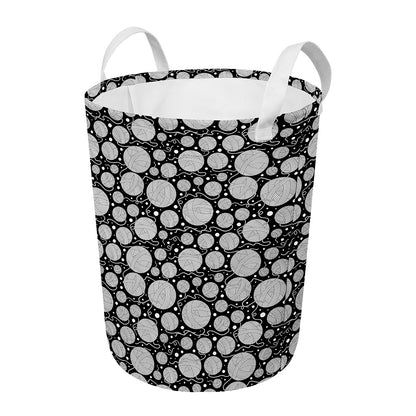 Black And White Yarn Pattern Print Round Laundry Basket