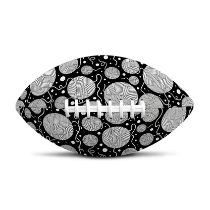Black And White Yarn Pattern Print Rugby Ball