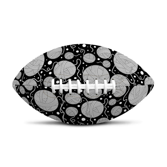 Black And White Yarn Pattern Print Rugby Ball