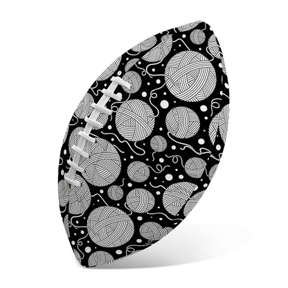 Black And White Yarn Pattern Print Rugby Ball