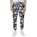 Black And White Yarn Pattern Print Joggers