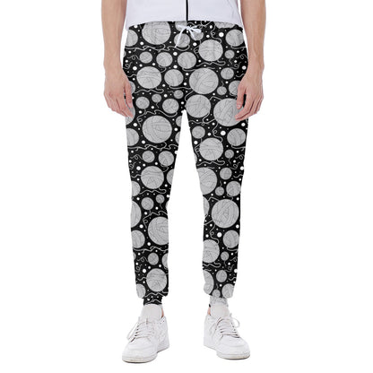 Black And White Yarn Pattern Print Scuba Joggers