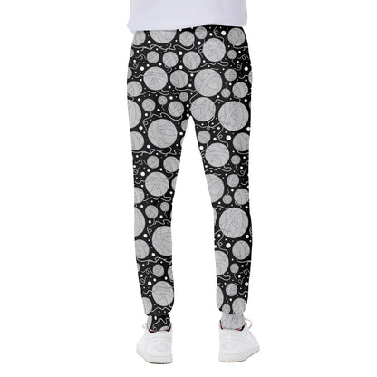 Black And White Yarn Pattern Print Scuba Joggers