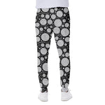 Black And White Yarn Pattern Print Scuba Joggers