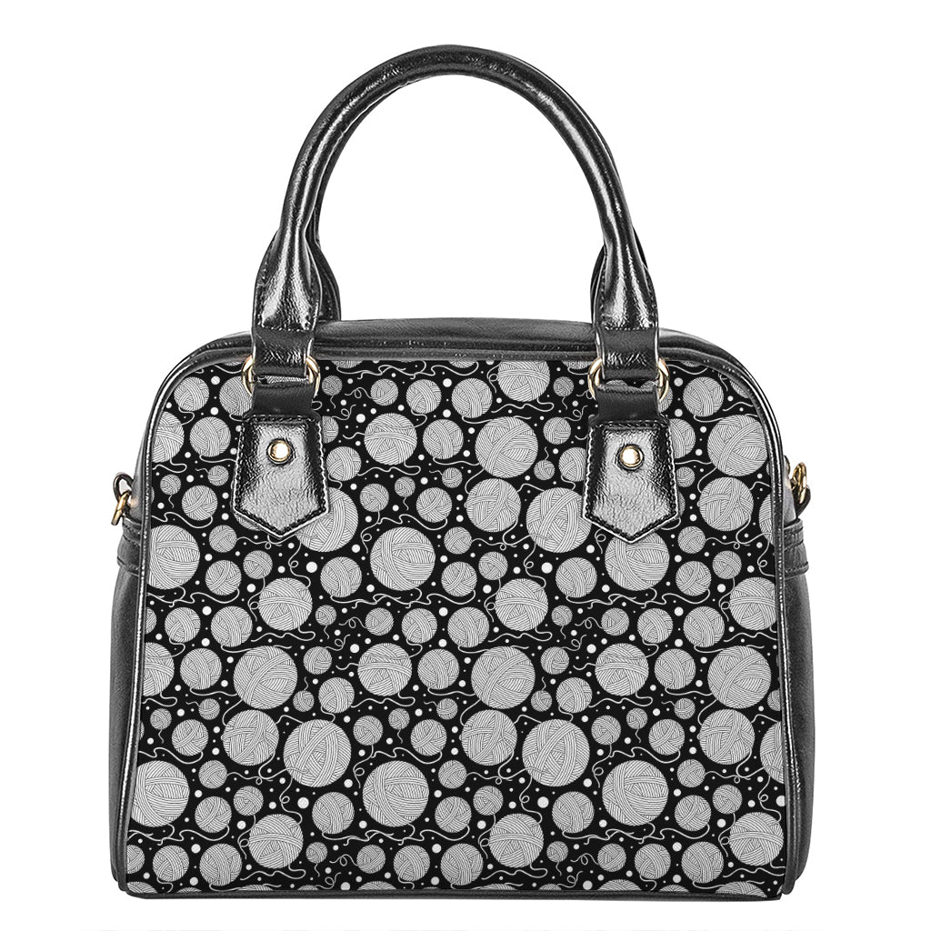 Black And White Yarn Pattern Print Shoulder Handbag