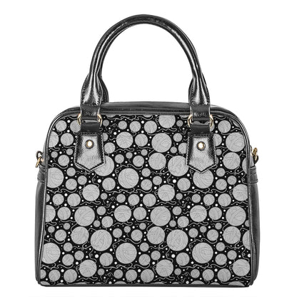 Black And White Yarn Pattern Print Shoulder Handbag