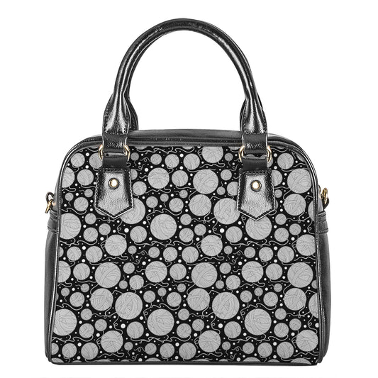 Black And White Yarn Pattern Print Shoulder Handbag
