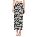 Black And White Yarn Pattern Print Side Slit Maxi Skirt
