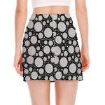 Black And White Yarn Pattern Print Side Slit Mini Skirt